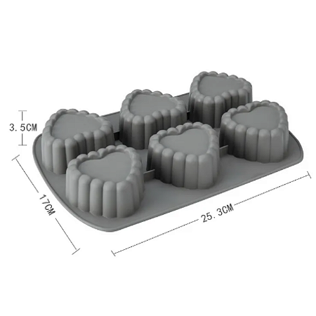 MOLDE DE SILICONE CORAÇÃO 3D 06 CAVIDADES