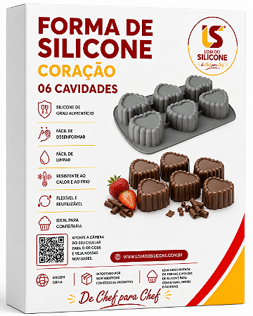 MOLDE DE SILICONE CORAÇÃO 3D 06 CAVIDADES