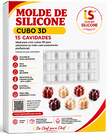 MOLDE DE SILICONE MINI CUBO VELAS SABONETE E DOCES