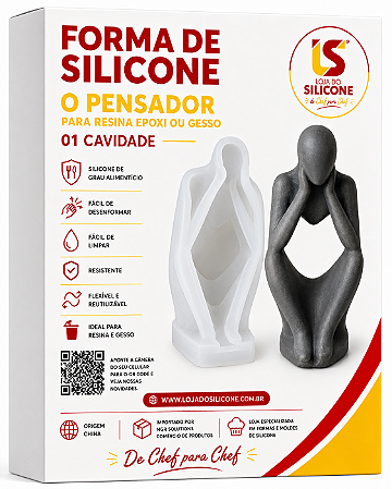 MOLDE DE SILICONE PENSADOR PARA RESINA EPÓXI VELA E GESSO