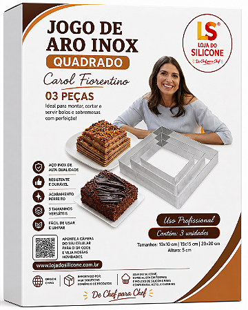JOGO DE ARO QUADRADO INOX CAROL FIORENTINO