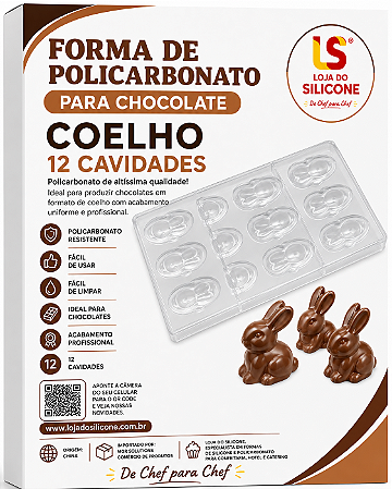 MOLDE DE POLICARBONATO PARA CHOCOLATE COELHO PÁSCOA