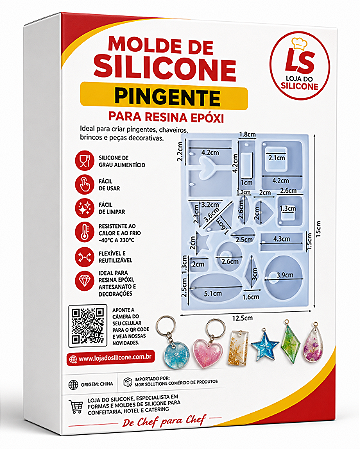 MOLDE E FORMA DE SILICONE PARA RESINA EPÓXI BRINCOS E PINGENTES
