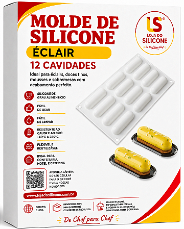 FORMA DE SILICONE PARA ÉCLAIR 12 CAVIDADES