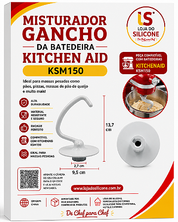 MISTURADOR GANCHO DA BATEDEIRA KITCHEN AID KSM150