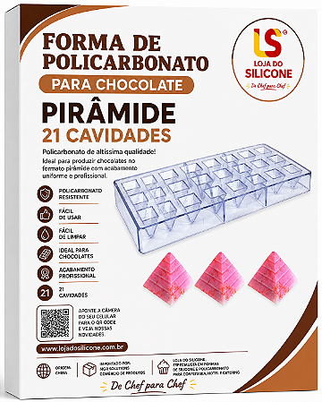 MOLDE DE POLICARBONATO PIRÂMIDE PARA CHOCOLATE