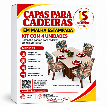 KIT CAPA DE CADEIRA AGATHA PARA SALA DE JANTAR ELÁSTICO BOHO