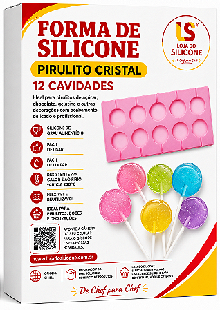 MOLDE DE SILICONE PARA PIRULITO CRISTAL OU CHOCOLATE 3.5cm