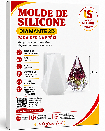 MOLDE DE SILICONE PIRÂMIDE DIAMANTE PARA RESINA E VELAS