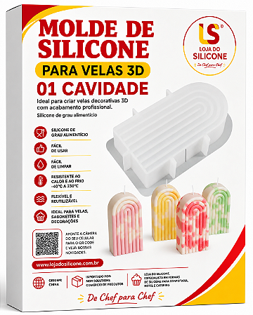 MOLDE DE SILICONE PARA VELA FORMA EM U
