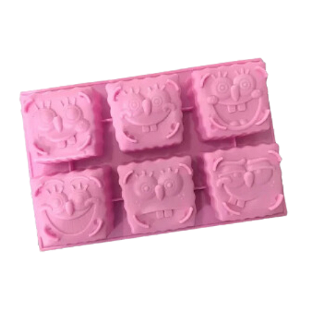 MOLDE DE SILICONE BOB ESPONJA ALTO RELEVO 6 CAVIDADES