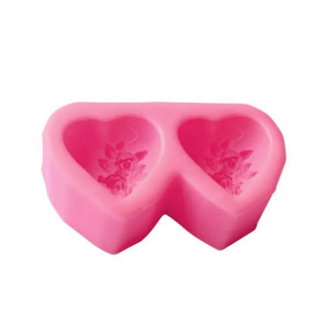 MOLDE DE SILICONE PARA SABONETE CORAÇÃO DUPLO
