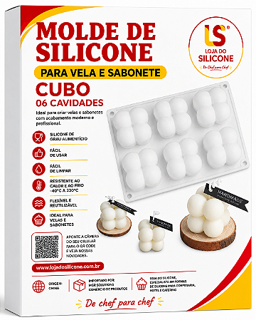 MOLDE DE SILICONE CUBOS 06 CAVIDADES PARA VELAS E SABONETE