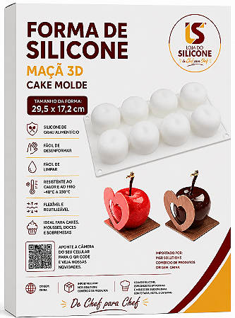 FORMA DE SILICONE MAÇÃ 08 CAVIDADES MODELO 2