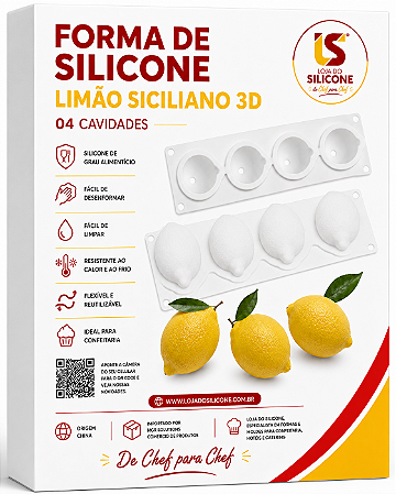 FORMA DE SILICONE 3D LIMÃO SICILIANO 04 CAVIDADES