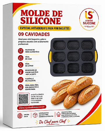 FORMA DE SILICONE OBLONGO PERFURADA PARA PÃES