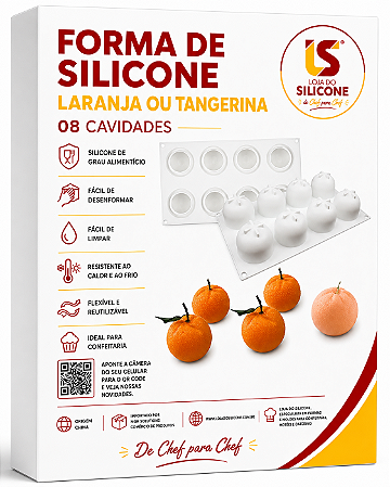 MOLDE DE SILICONE LARANJA OU TANGERINA 08 CAVIDADES