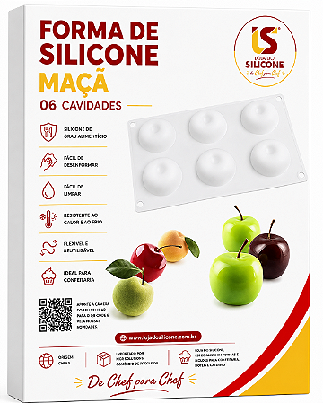 MOLDE DE SILICONE MAÇÃ 06 CAVIDADES