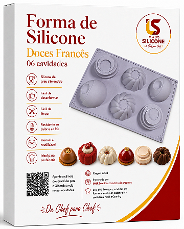FORMA DE SILICONE PARA DOCES FRANCÊS 06 CAVIDADES