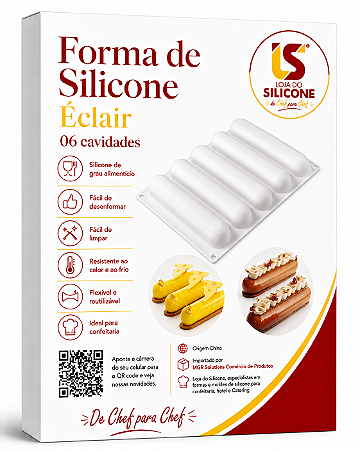 MOLDE DE SILICONE PARA ÉCLAIR 6 CAVIDADES
