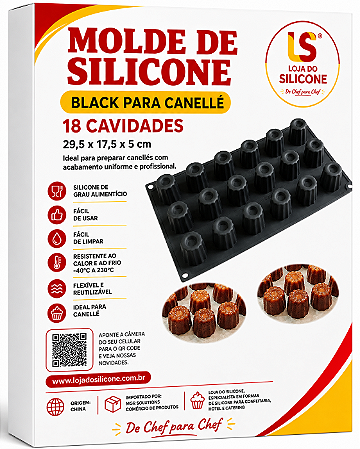 FORMA DE SILICONE BLACK PARA CANELLE 18 CAVIDADES