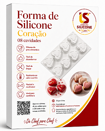 MOLDE DE SILICONE CORAÇÃO DIA DAS MÃES 8 CAVIDADES