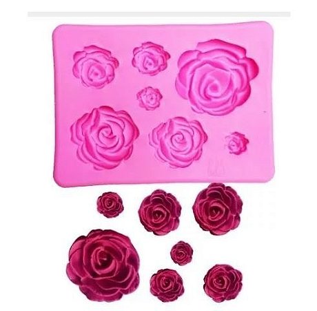 MOLDE SILICONE 3D ROSAS 07 CAVIDADES PARA PASTA AMERICANA