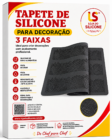 TAPETE DE SILICONE PARA DECORAÇÃO 03 FAIXAS 40x20CM PROMOÇÃO