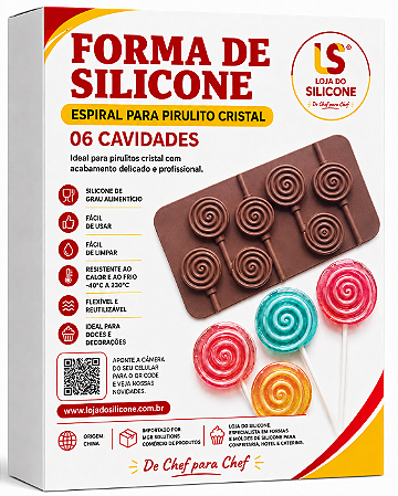 MOLDE DE SILICONE PARA PIRULITO ESPIRAL