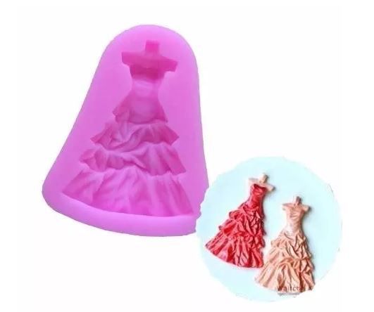 Molde de Silicone: Vestido da Barbie 6,0 x 6,5 cm