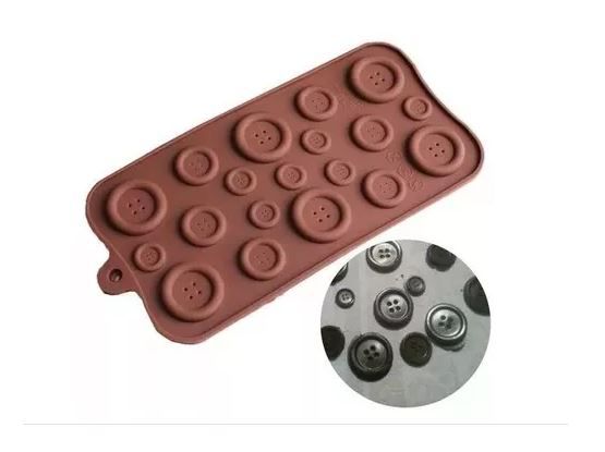 MOLDE DE SILICONE BOTÃO 3D PARA CHOCOLATE E DECORAÇÃO
