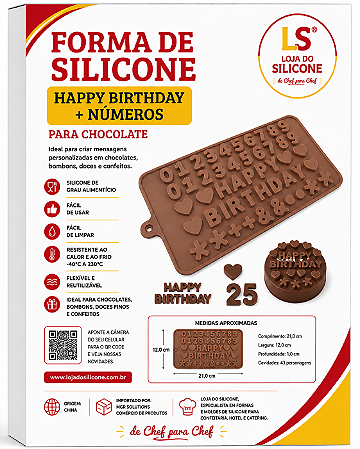 MOLDE DE SILICONE PARA CHOCOLATE NÚMEROS E LETRAS