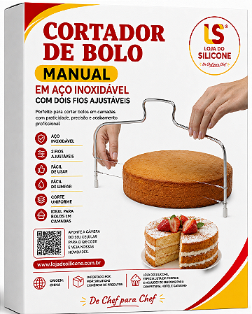 CORTADOR INOX PARA BOLO EM CAMADAS COM FIO AJUSTÁVEL