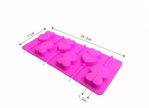 MOLDE DE SILICONE PARA PIRULITO CORAÇÃO DUPLO
