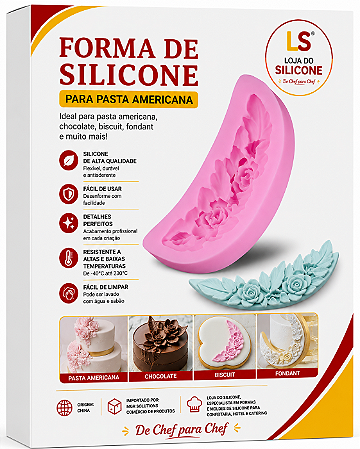 MOLDE DE SILICONE PARA DECORAÇÃO COM PASTA AMERICANA