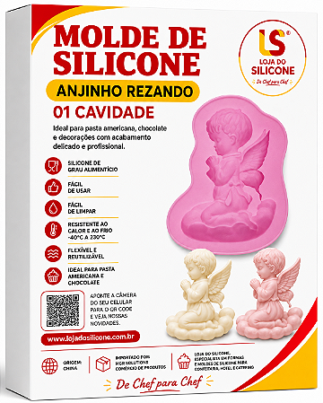 MOLDE DE SILICONE ANJO REZANDO, PARA CHOCOLATE OU PASTA AMERICANA