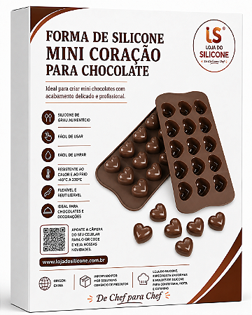 MOLDE SILICONE CORAÇÃO 15 CAVIDADES PARA CHOCOLATE