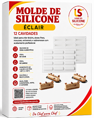 MOLDE DE SILICONE PARA ÉCLAIR 12 CAVIDADES