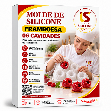 FORMA DE SILICONE FRAMBOESA 06 CAVIDADES PARA SOBREMESAS