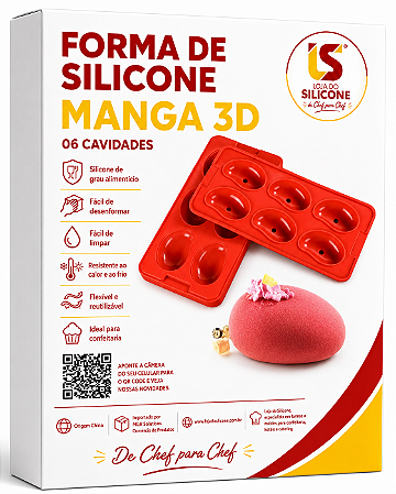 FORMA SILICONE 3D FRUTA MANGA CONJUNTO COM DUAS PEÇAS