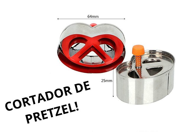 CORTADOR BISCOITO PRETZEL EM AÇO INOXIDÁVEL E PLÁSTICO 02 UNIDADES