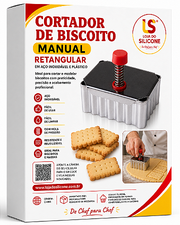 CORTADOR DE BISCOITO INOX RETANGULAR COM EJETOR