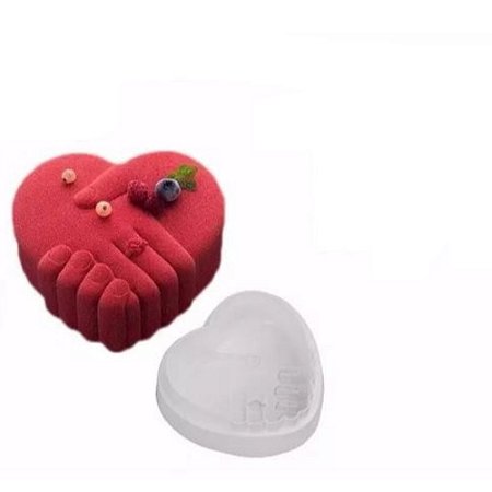 FORMA DE SILICONE MODELO CORAÇÃO MÃOS DADAS