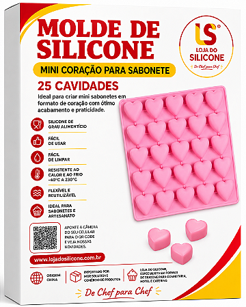 FORMA DE SILICONE CORAÇÃO PARA SABONETE 20 CVDS
