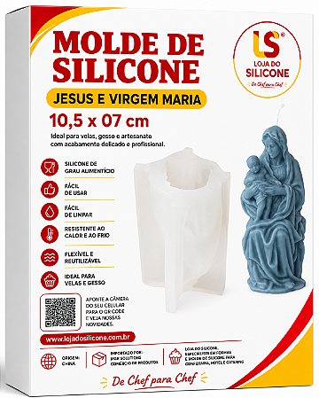 MOLDE DE SILICONE PARA VELAS JESUS E VIRGEM MARIA