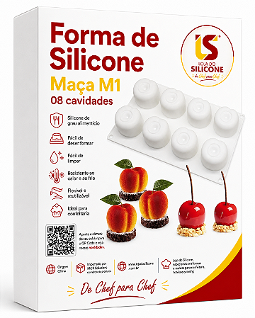 FORMA DE SILICONE FRUTA MAÇÃ 08 CAVIDADES