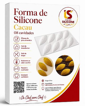 FORMA DE SILICONE CACAU 08 CAVIDADES PARA CHOCOLATE