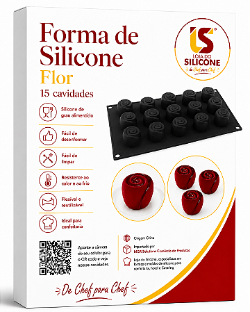 MOLDE DE SILICONE ROSA 15 CAVIDADES PARA SOBREMESAS