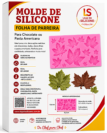 MOLDE DE SILICONE FOLHA DE PARREIRA