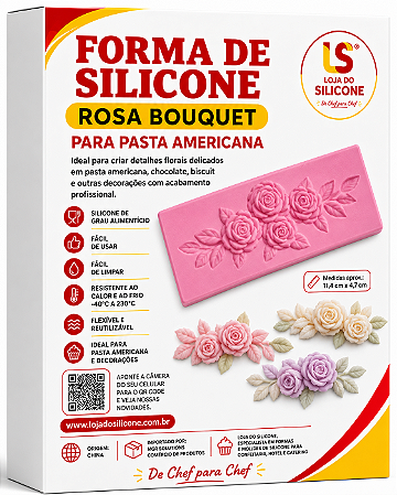 MOLDE SILICONE ROSA BOUQUET 3D DECORAÇÃO